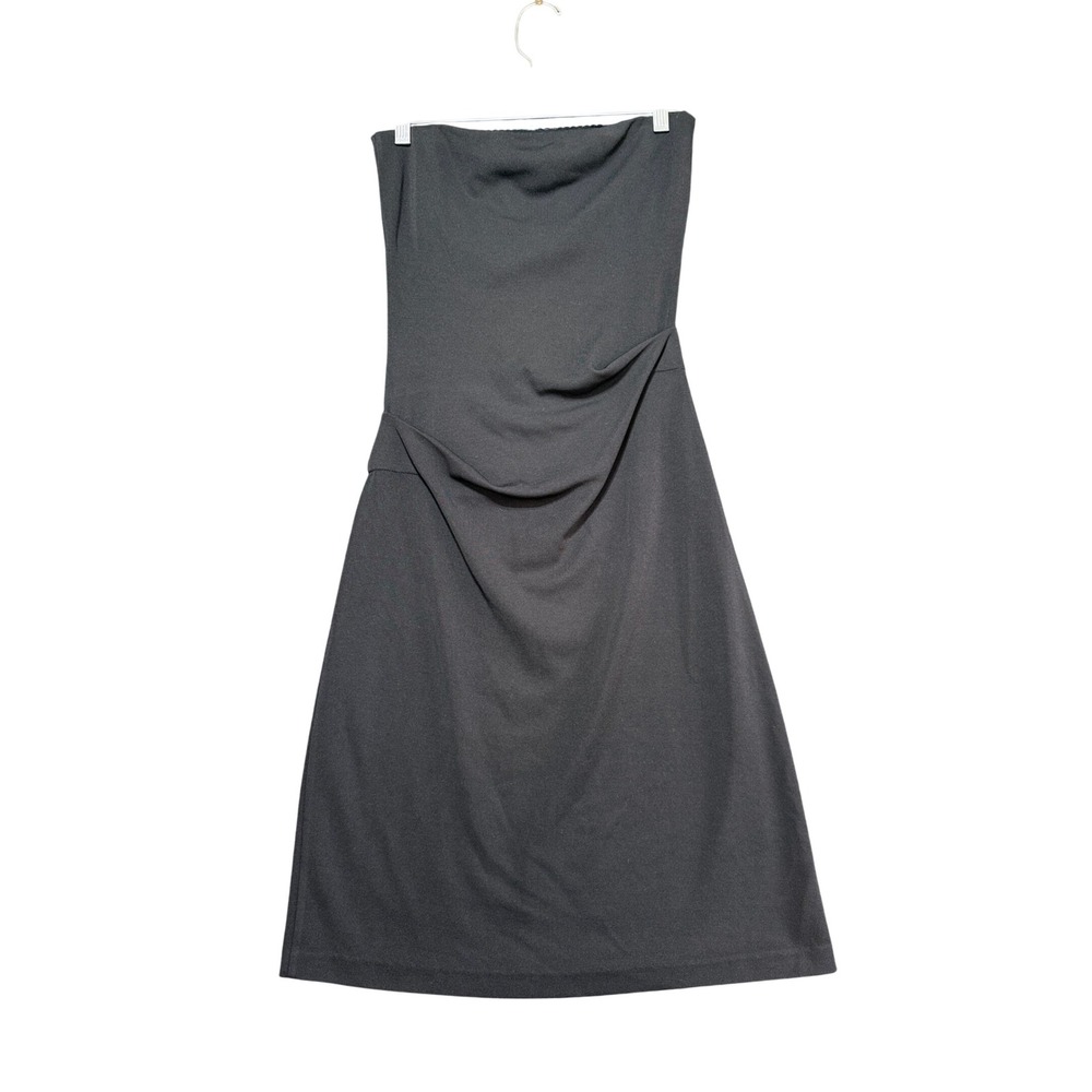 Nicole Miller Dress Womens Petite P Black Excellent Strapless Ruched Sheath